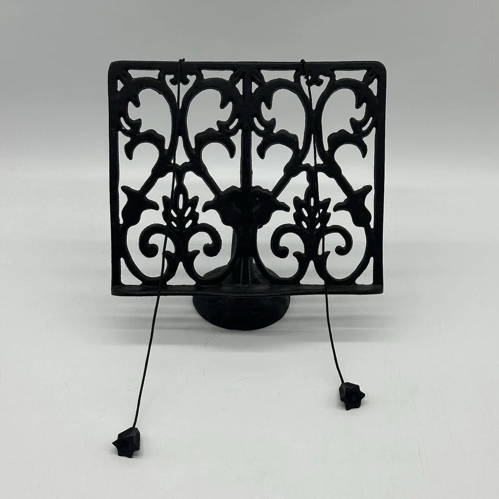 Adjustable Cast Iron Cookbook Stand Heavy Duty Recipe Book Holder w/Weights